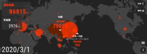 新型コロナウイルスの感染者数が増えていく様子が見れる世界マップとは